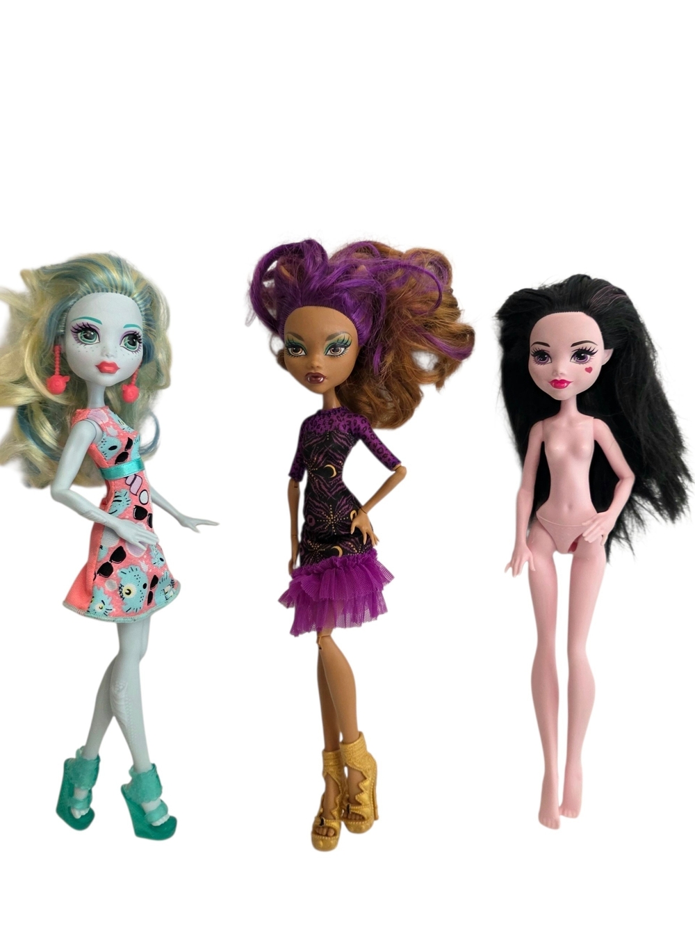 Monster High Doll Lot Of 3 Clawdeen Wolf Draculaura Lagoona Blue 2008 2016 Toys